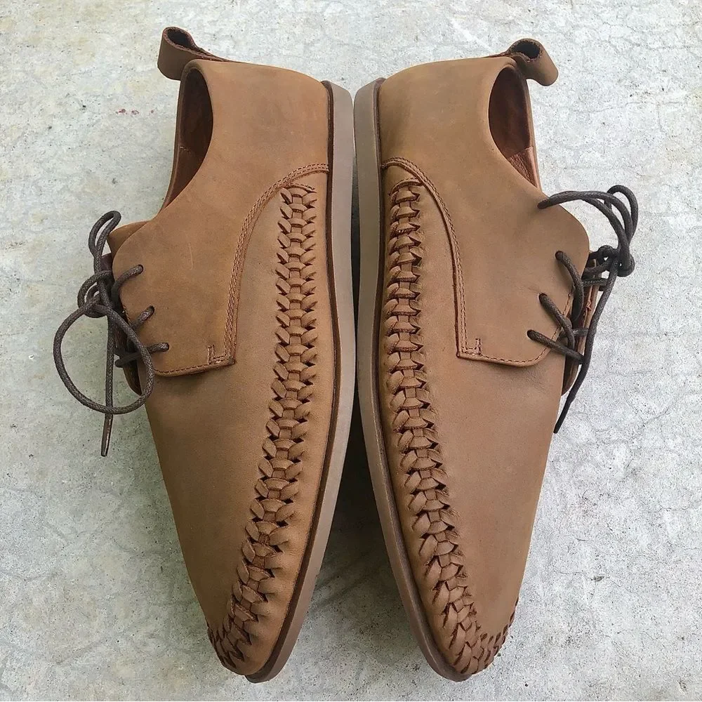 Rodd & Gunn Hamilton Huarache Loafers Brown Leather Woven Derby Shoes EU 45